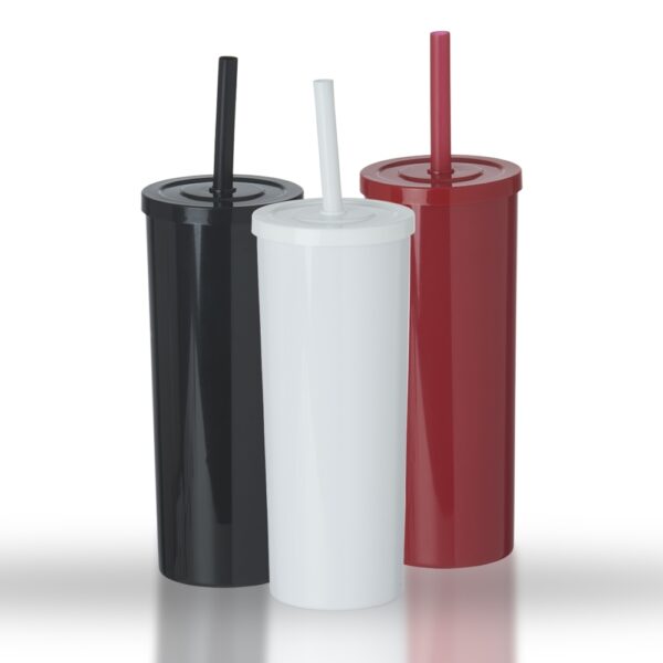 Copo long drink plástico 380ml e canudo plástico com trava - Ref. 14175