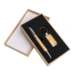 18835 Kit Caneta e Chaveiro Bambu